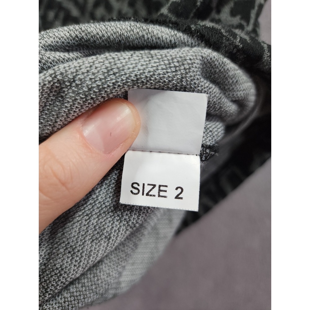 Sea New York Dress Women's 2 Black Gray Leopard Print Stretch Zip-Front Preppy - Picture 6 of 9